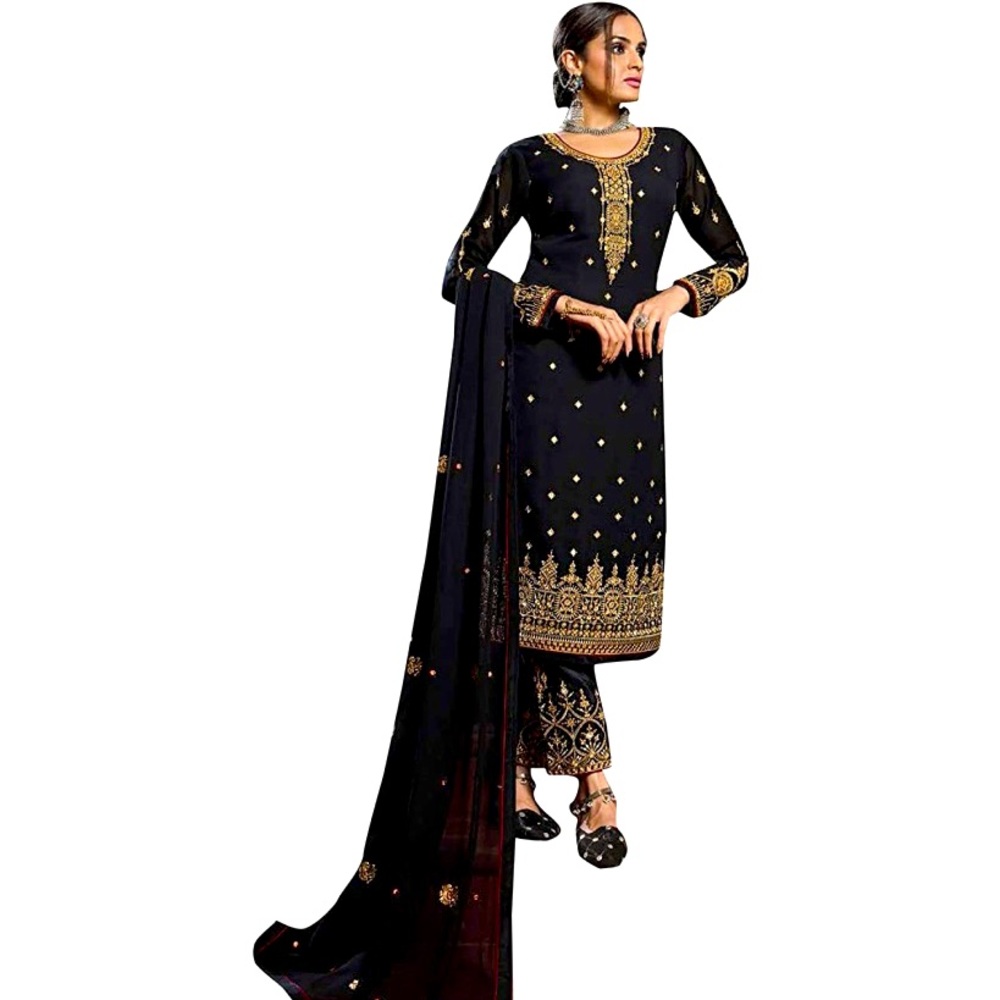 Pakistani Anarkali Salwar Kameez Designer New Suit Party Dress Special, (black)